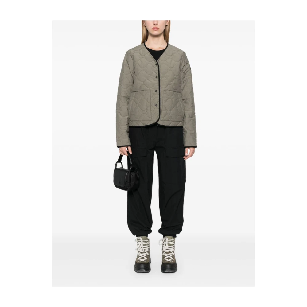 Canada Goose Groene Gewatteerde V-Hals Jas Green Dames