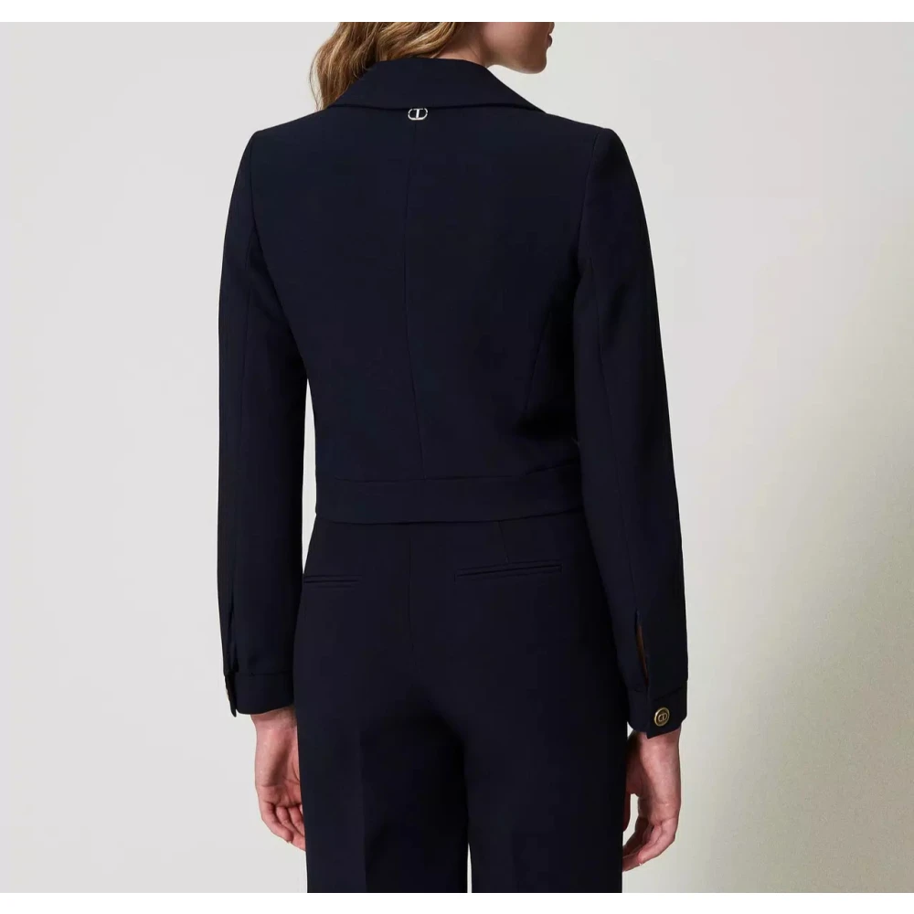 Twinset Cropped Cady Crepe Jas Blue Dames