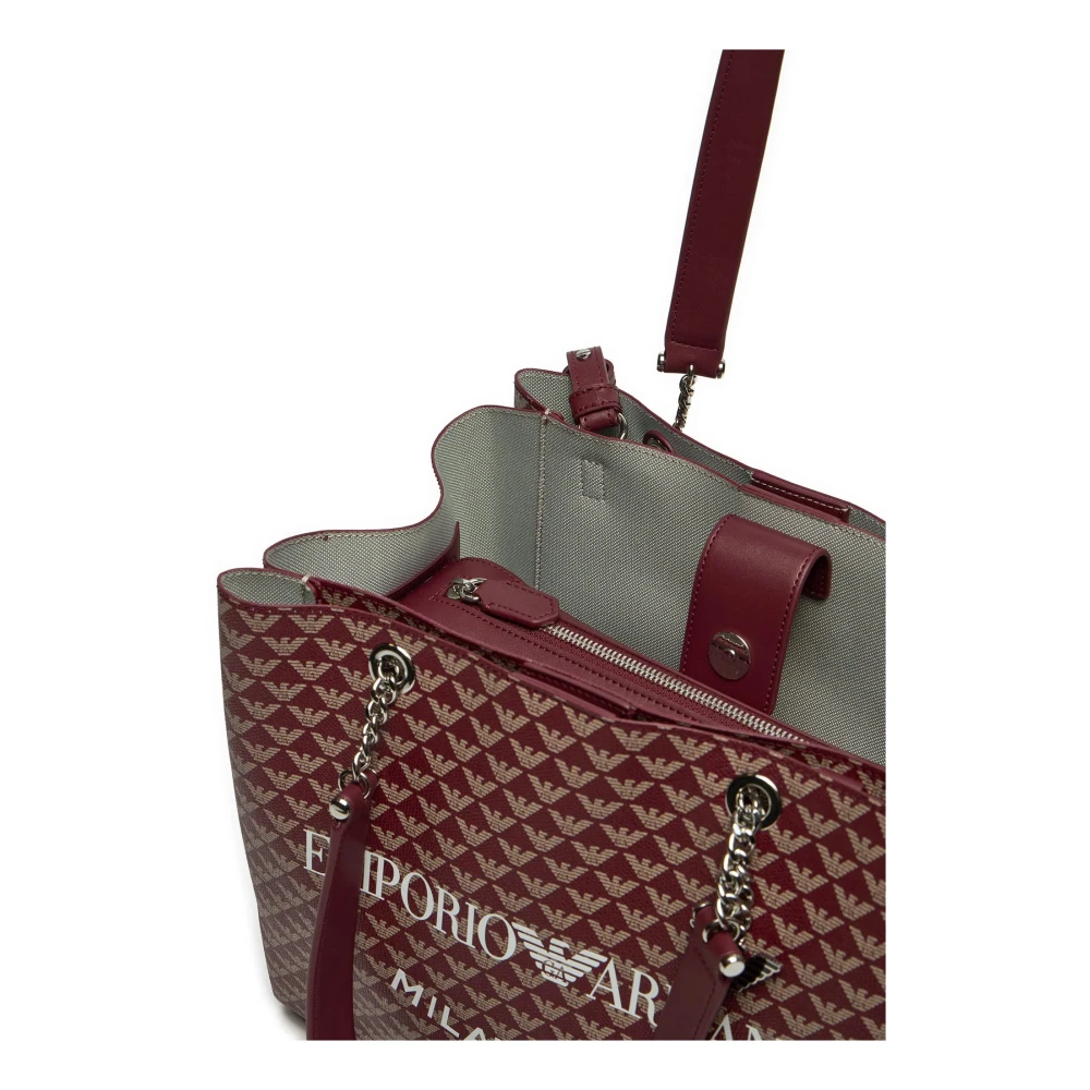 Emporio Armani Logo Print Afneembare Band Schoudertas Brown Dames