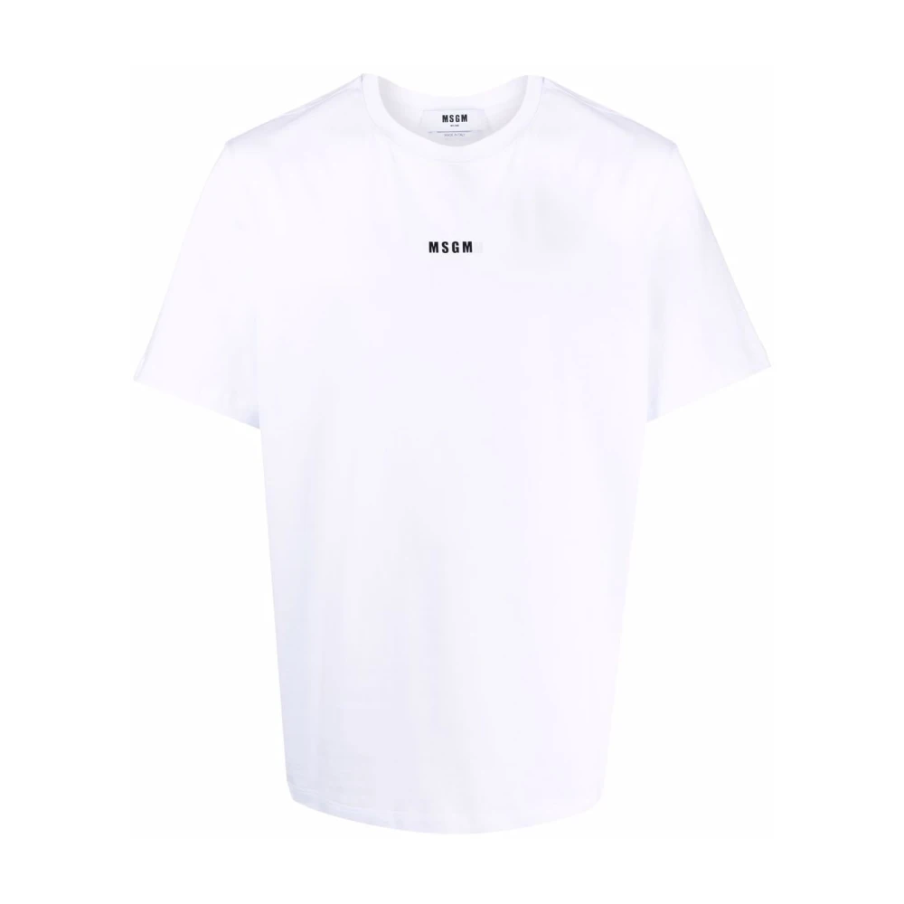 Msgm Heren Logo Print Wit T-shirt White Heren