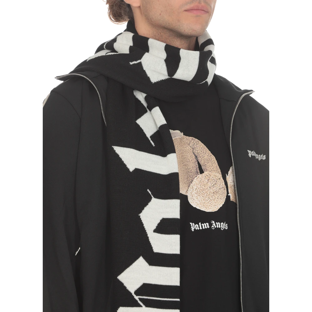 Palm Angels Wolmix Sjaal met Contrasterend Logo Black Heren