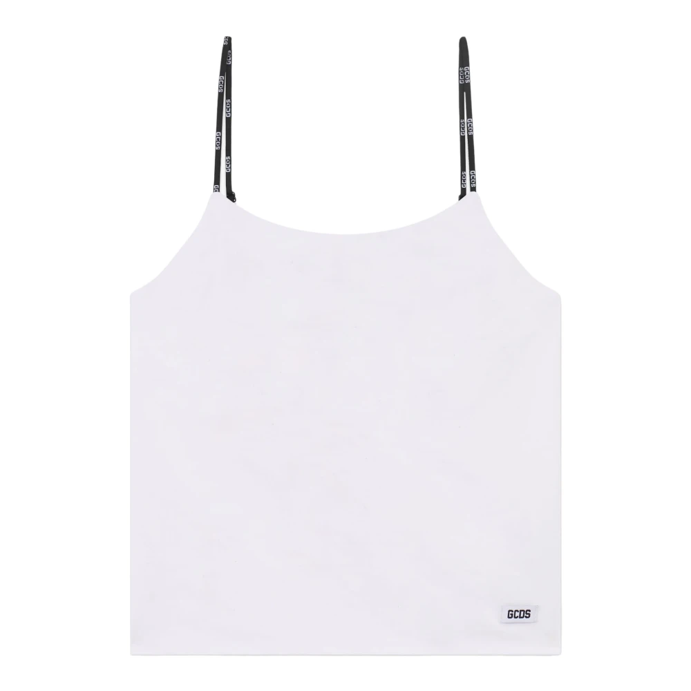Gcds , Sleeveless Tops, Female, White, 2XS, Logo-Strap Tank Top