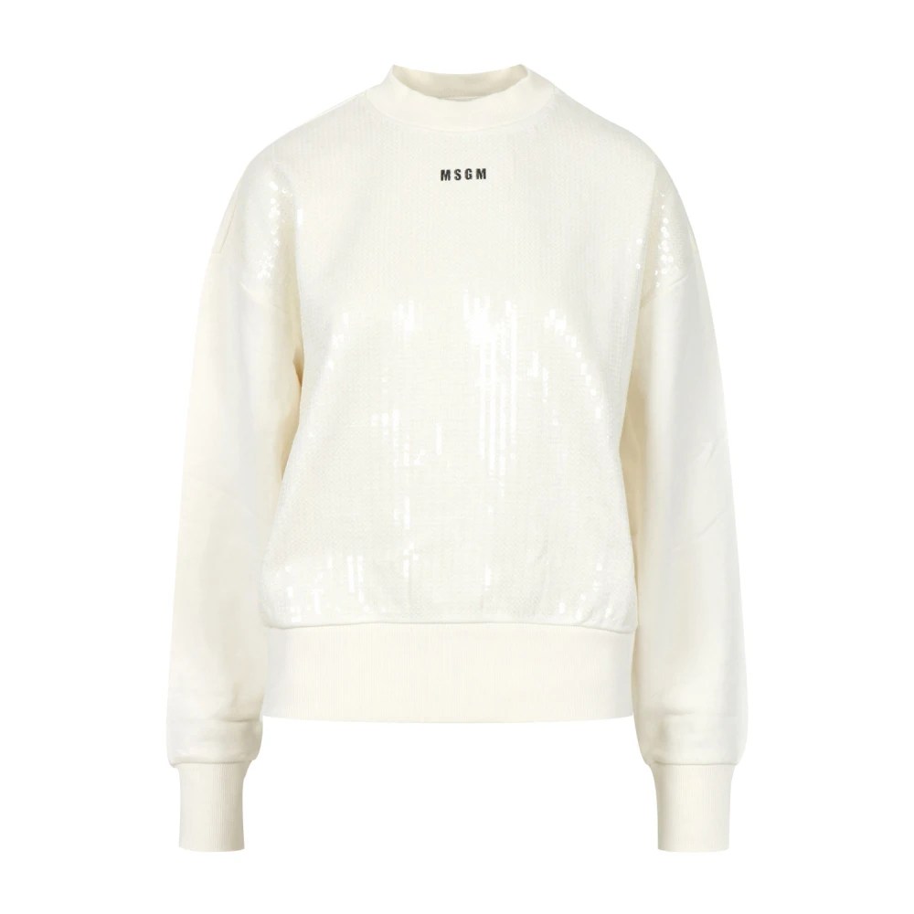 Msgm Vrouw Beige Hoodies & Sweatvesten Dames, M, Katoen, Sweaters