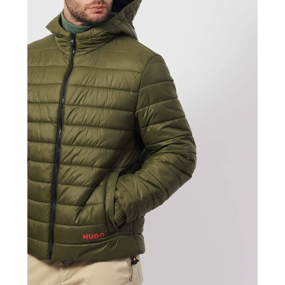 Hugo Boss Groene Gewatteerde Jas met Capuchon Green Heren