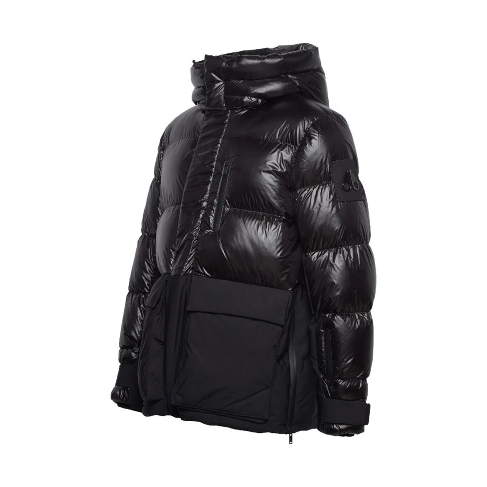 Moose Knuckles Zwarte gewatteerde jas met capuchon Black Heren