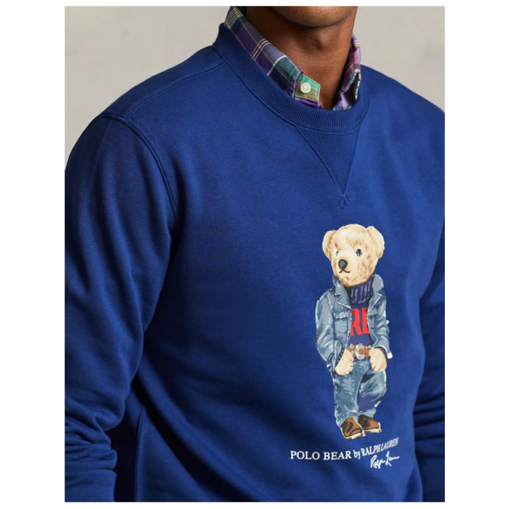Polo Ralph Lauren Denim Polo Bear Sweatshirt Blue Heren