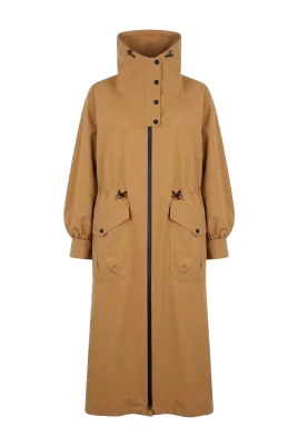 Lång trenchcoat med trattkrage