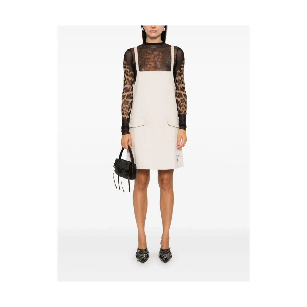Gcds Beige Gabardine Mouwloze Jurk White Dames
