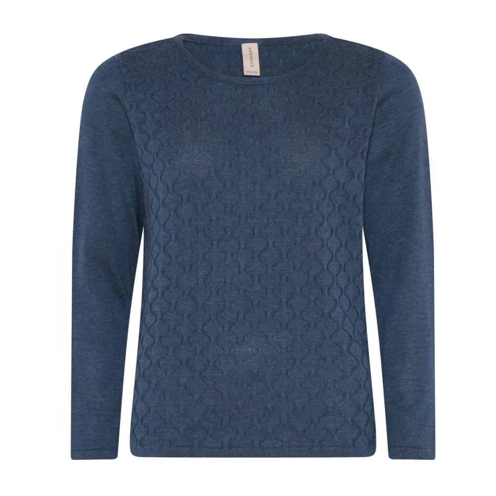 Skovhuus Feminine O-Neck Pullover Blouse Indigo Blue Dames