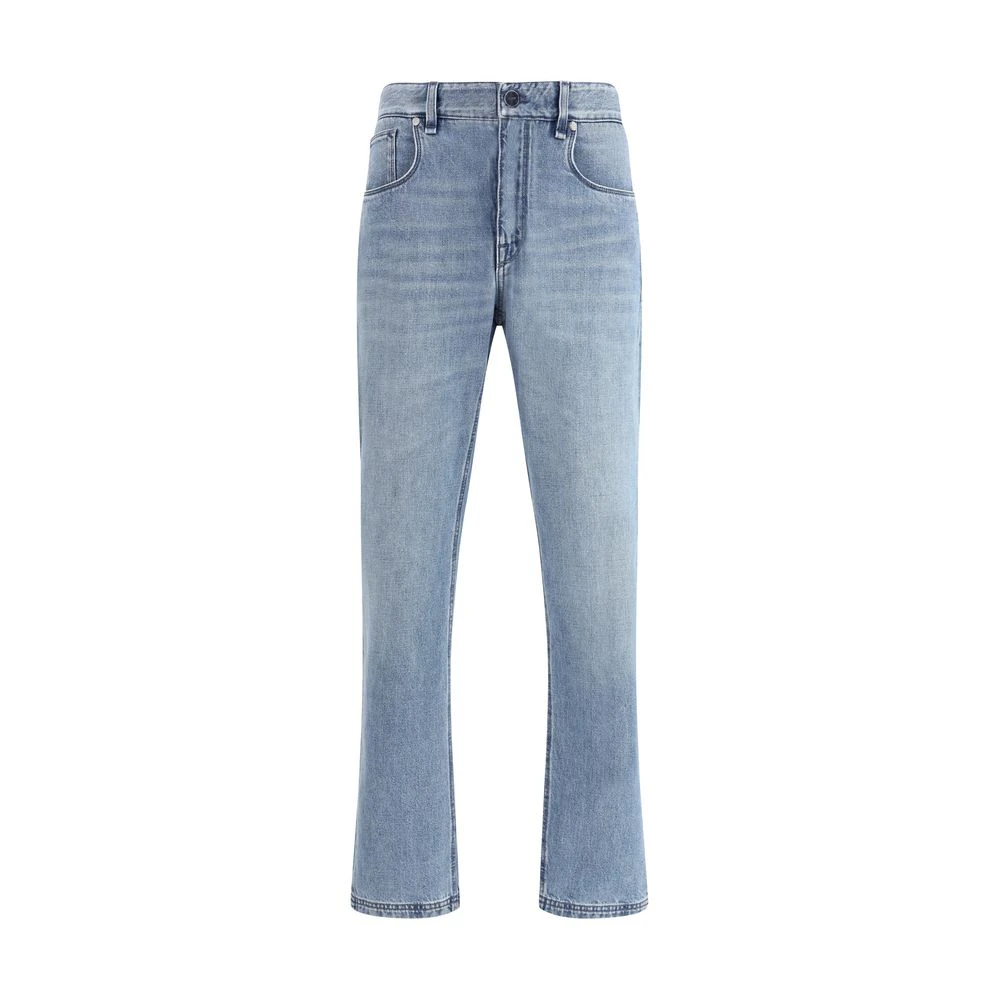 Fendi Men's Blue Straight Jeans With Classic Details