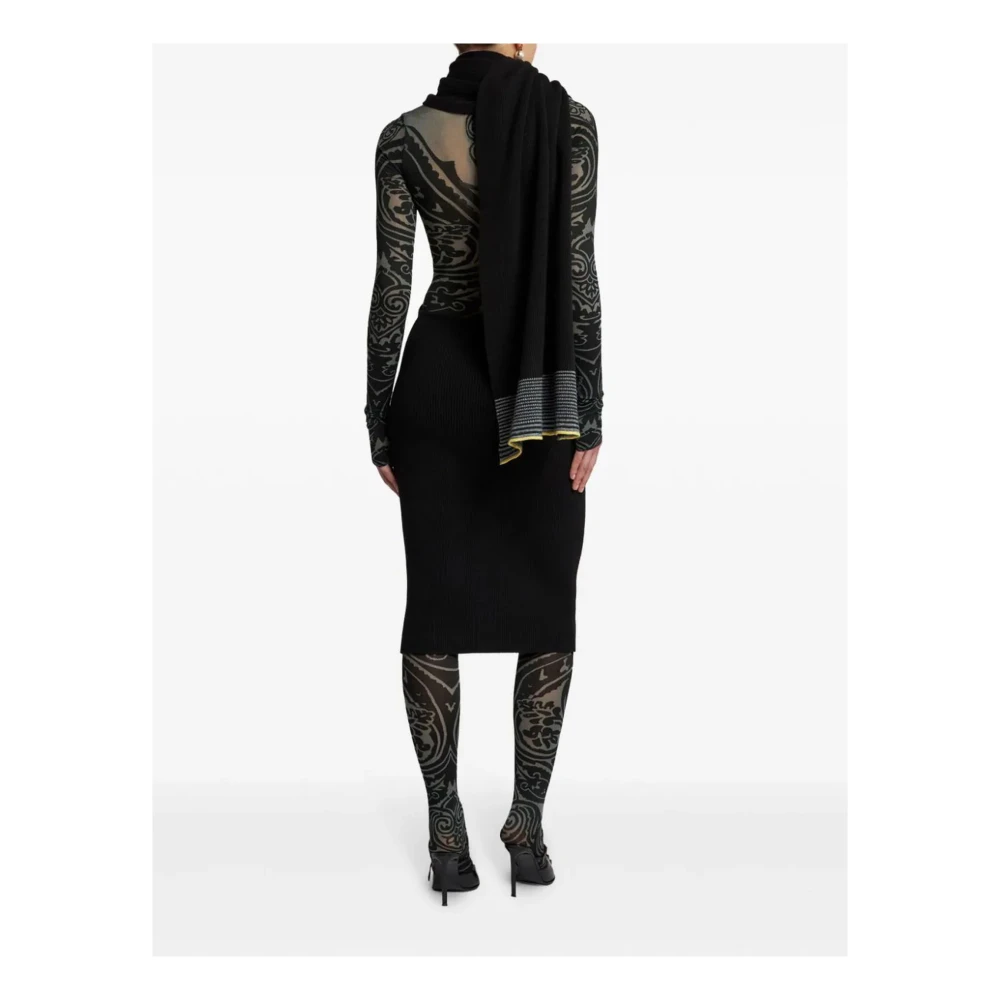 ETRO Zwart Ribgebreide Midi Jurk Black Dames