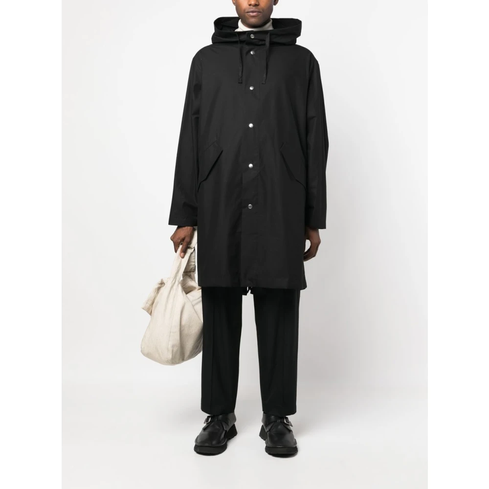 Jil Sander Zwarte Katoenen Parka met Capuchon Black Heren