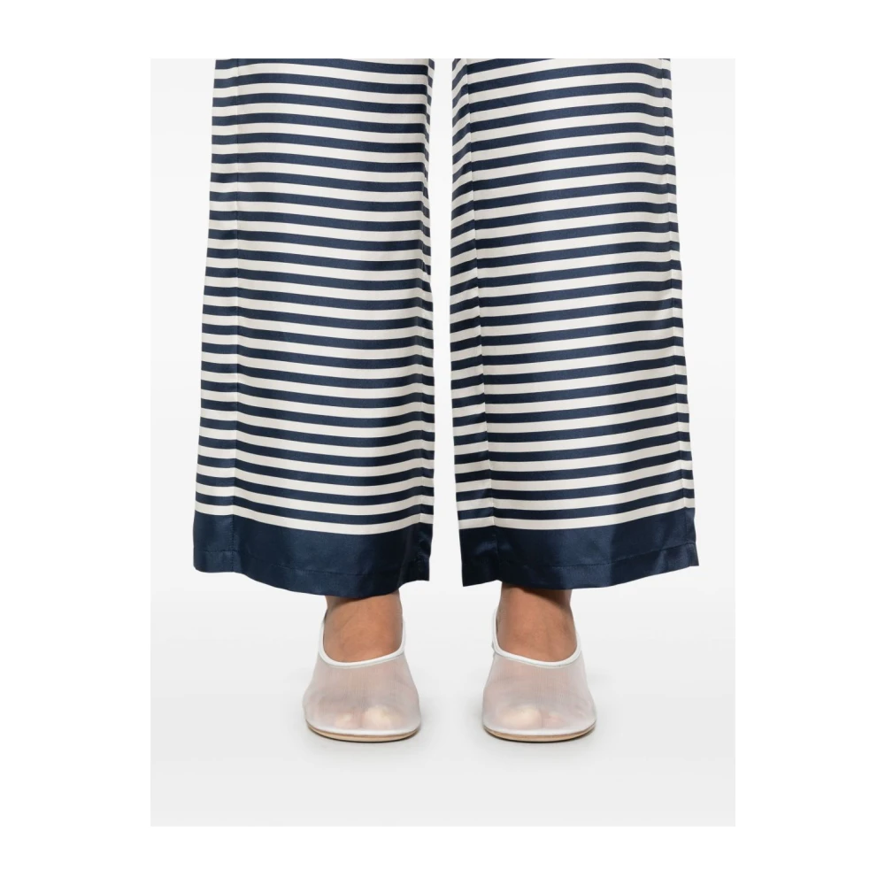 Max Mara Blauwe Gestreepte Broek met Elastische Tailleband Blue Dames