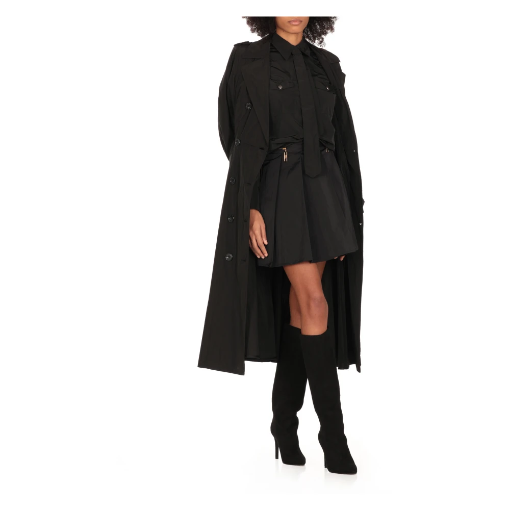 Elisabetta Franchi Zwarte Technische Stof Overhemd met Stropdas Black Dames