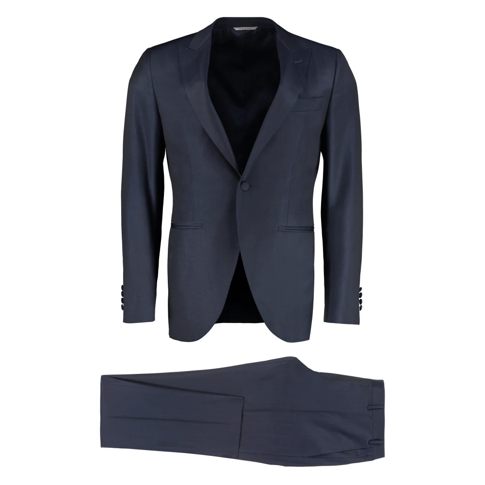 Canali Wollen pak met iriserend effectstof Blue Heren