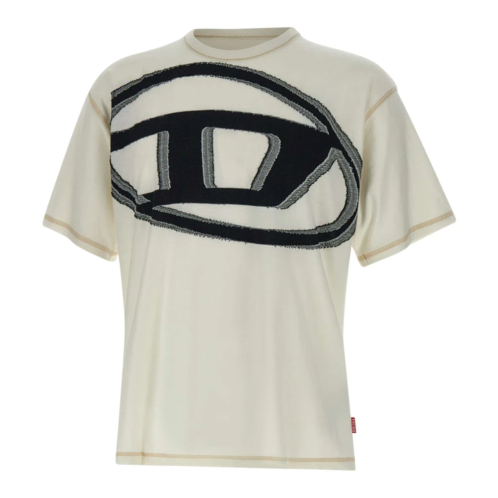 Diesel Katoenen T-shirt met logofransen White Heren