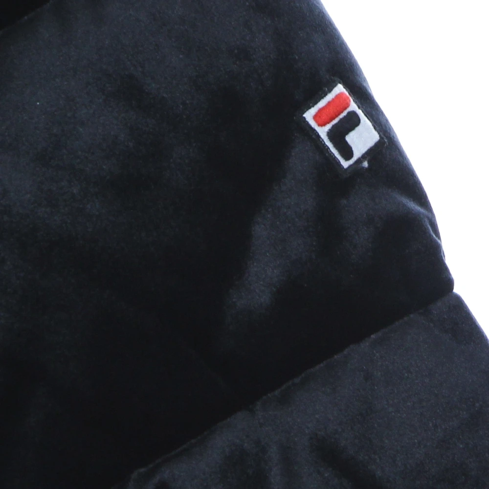 Fila Zwarte Cropped Puff Jack met Hoge Kraag Black Dames
