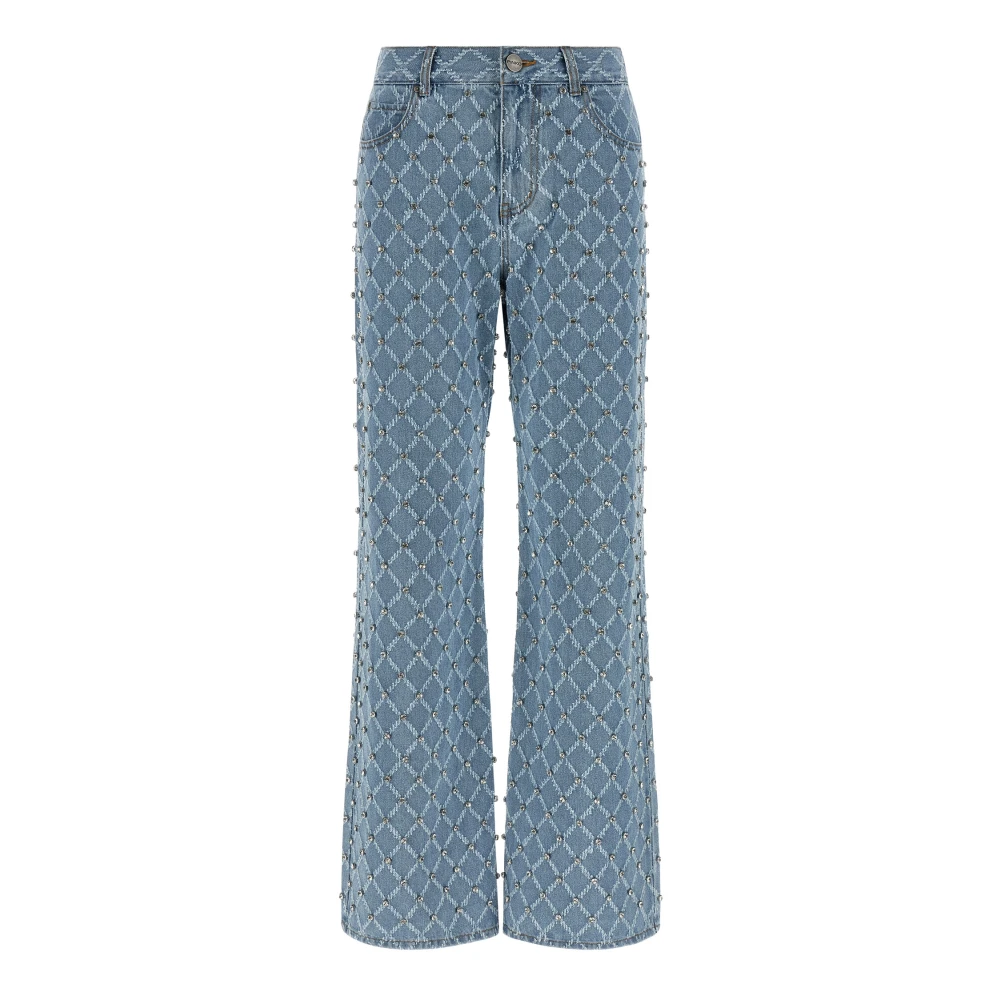Pinko Women's Blue Wide Jeans, W28, Wanda Wide Leg Jeans