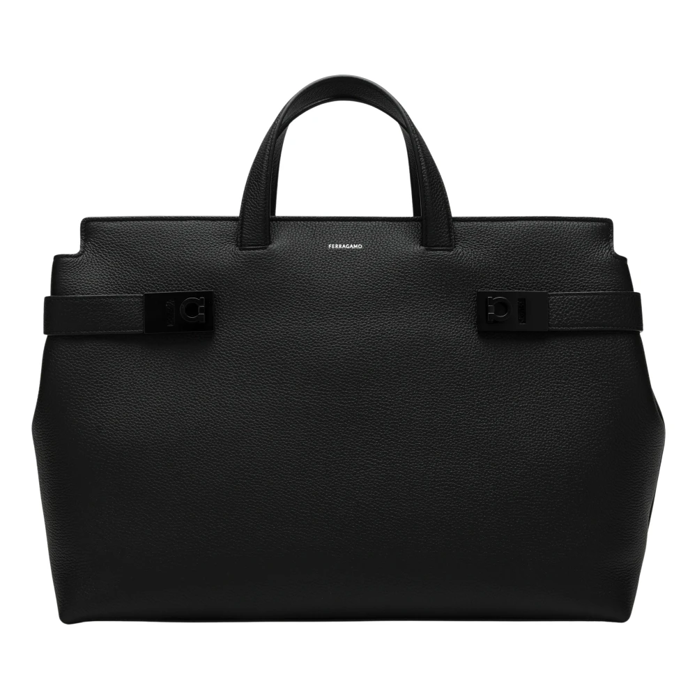 Salvatore Ferragamo Stijlvolle Handtas Twins Black Heren