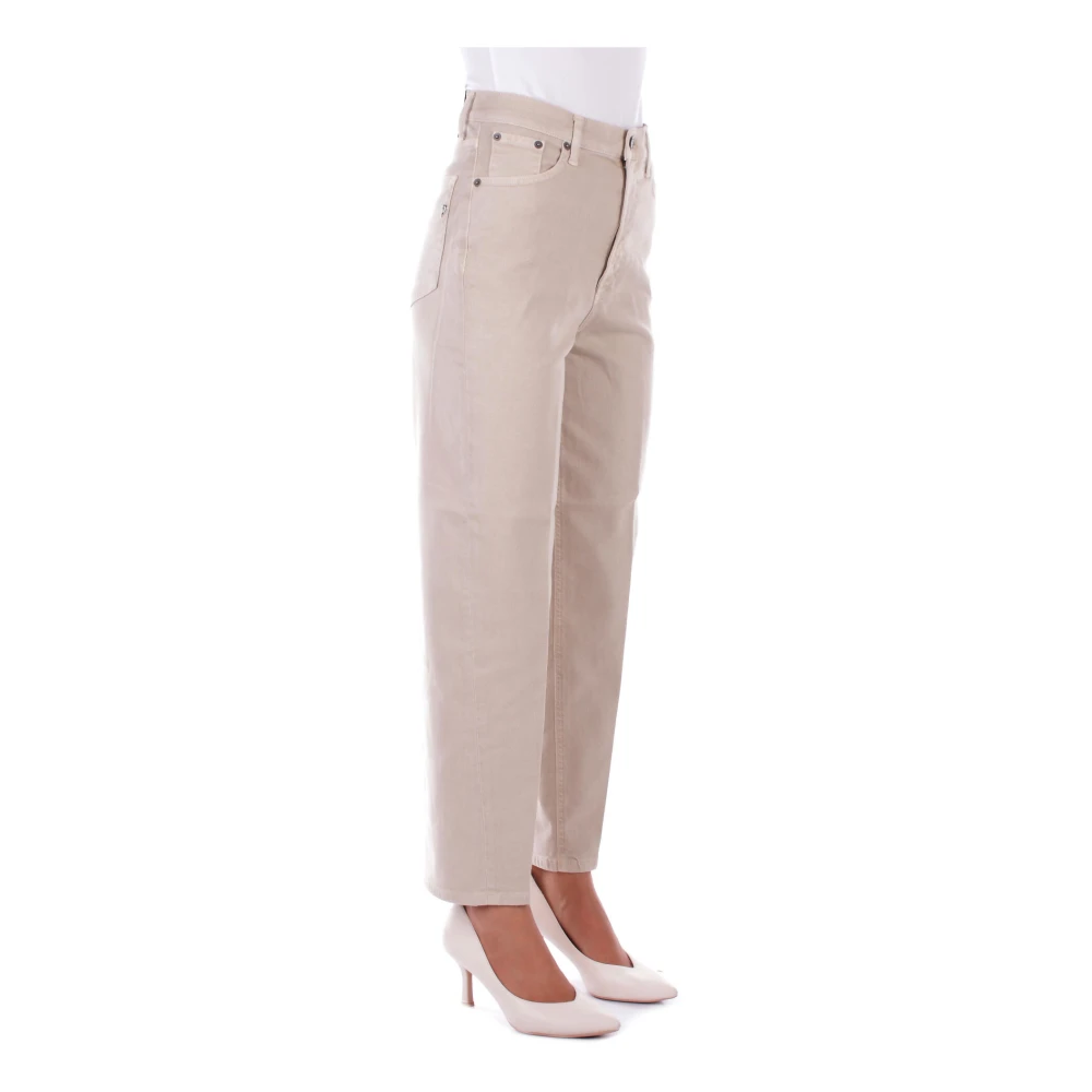 Dondup Beige Broek met Logo Rits Sluiting Beige Dames