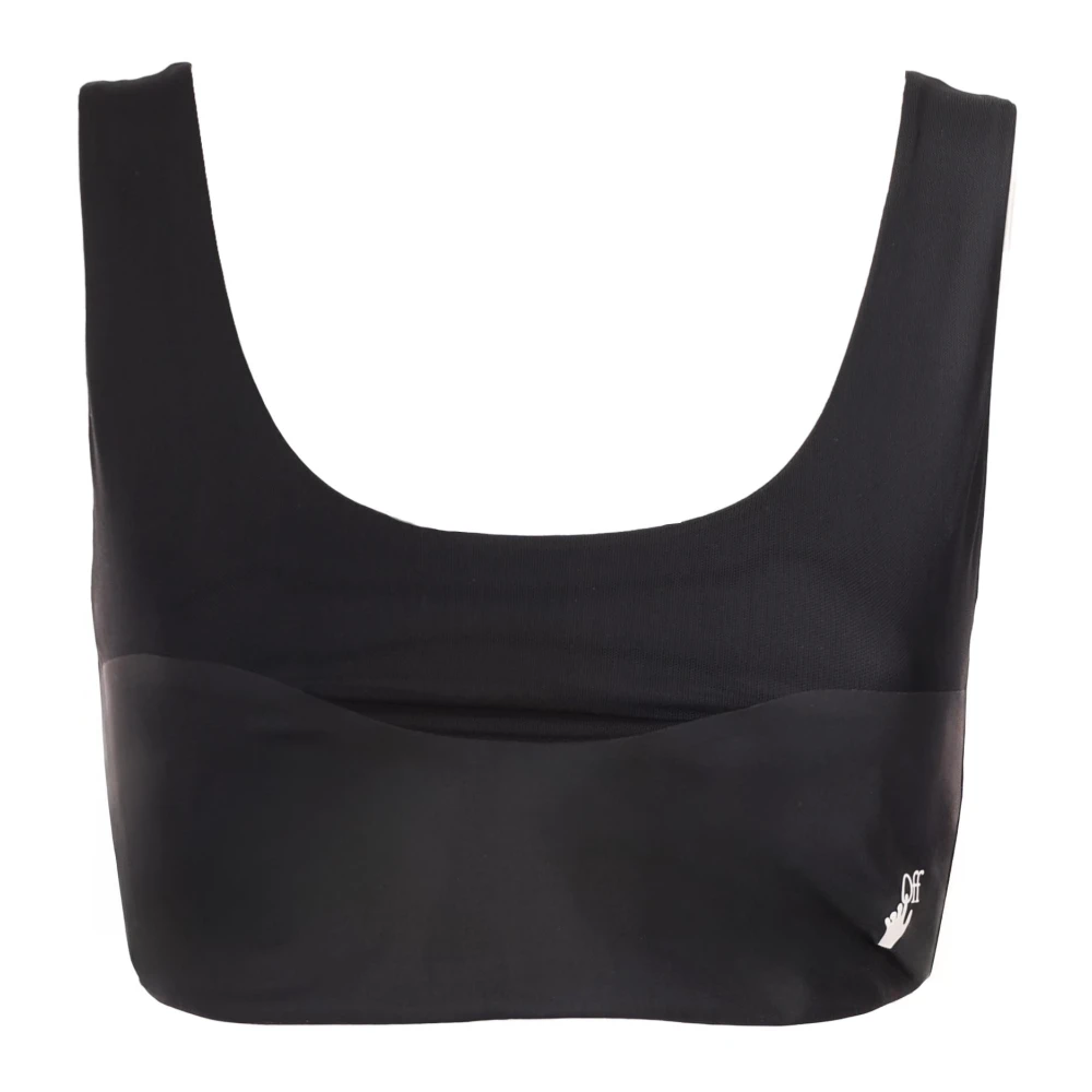 Off White Logo Top in Polyamide Elastaan Mix Black Dames