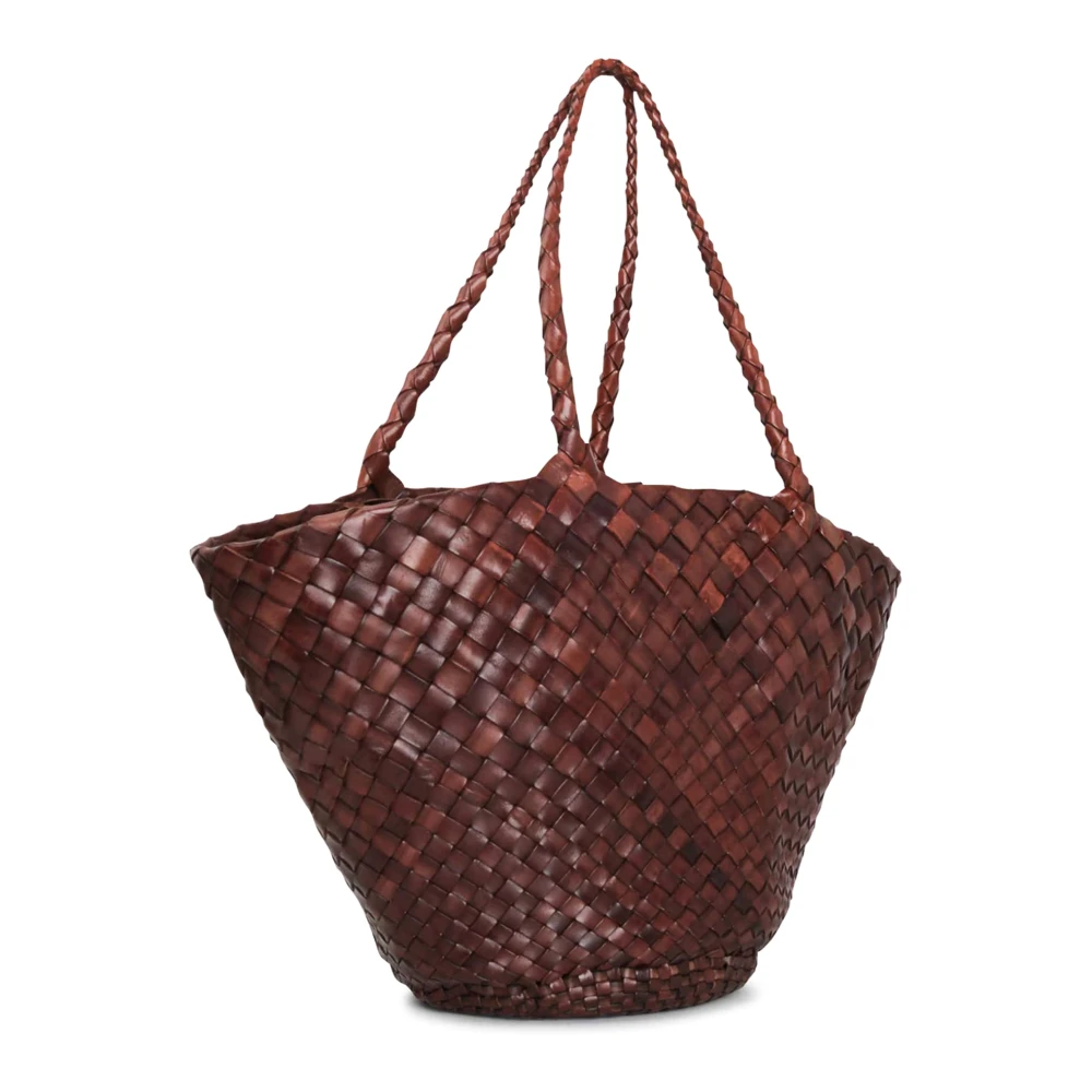 Dragon Diffusion Handgeweven Gebrand Leren Winkelmand Brown Dames