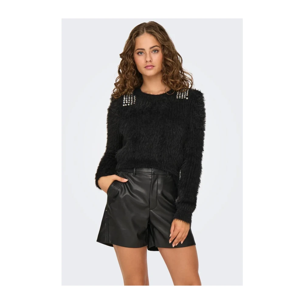 Only Teddy Ronde Hals Trui Vrouw Black Dames