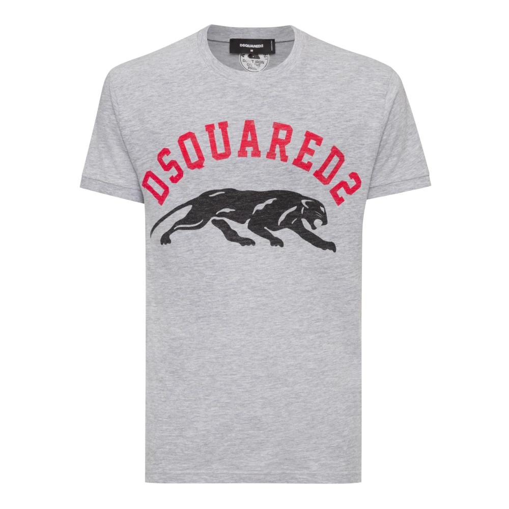 Dsquared2 Grijze T-shirts en Polos met Dsquared Panther Logo Gray Heren