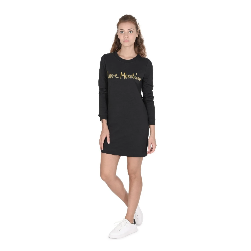 Love Moschino Women's Black Short Dresses, S, Cotton Dress