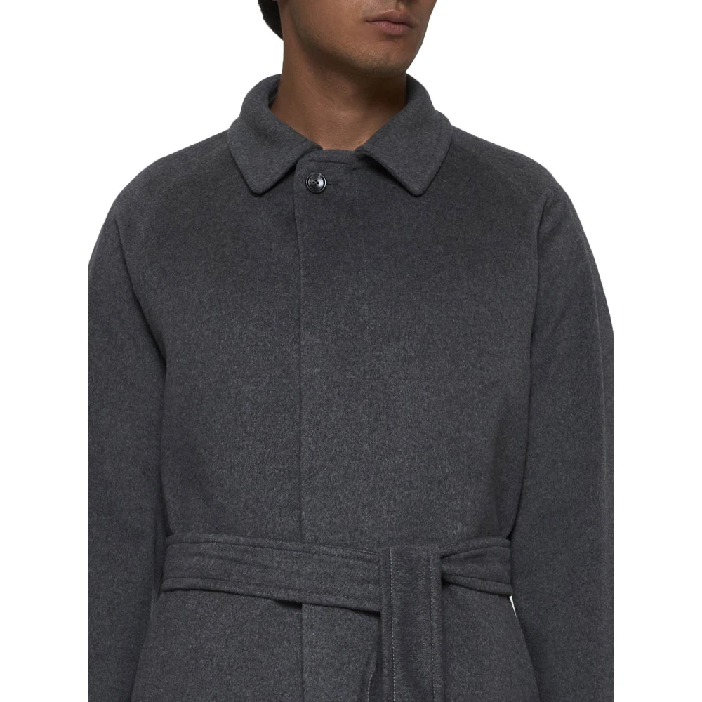 Tagliatore Grijze Cashmere Jas met Riem Gray Heren