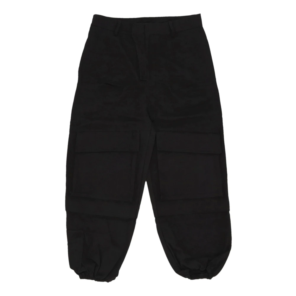 Disclaimer Cargo Broek Zwart Katoen Elastische Pasvorm Black Heren