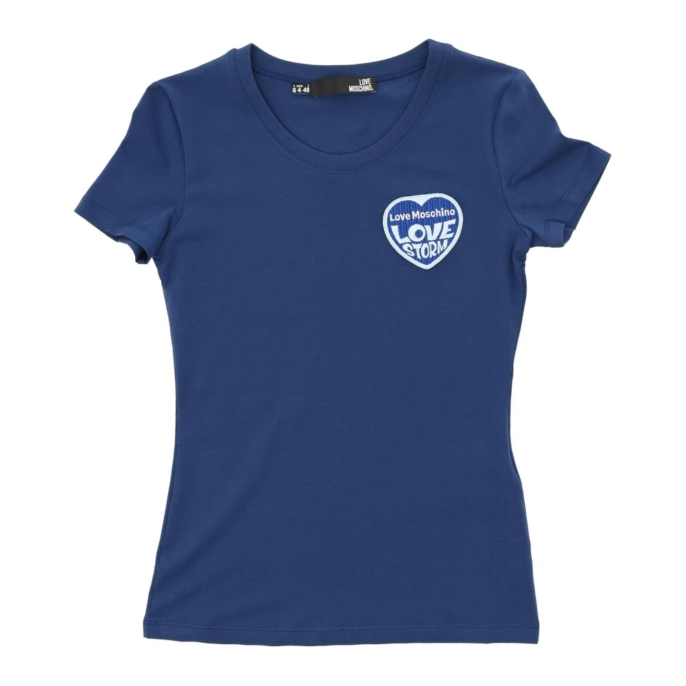 Love Moschino Blauw Katoen Spandex T-Shirt Blue Dames