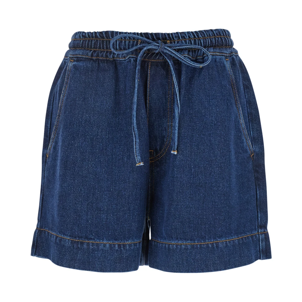 P.A.R.O.S.H. Blå Logo Patch Stretch Denim Shorts Blue, Dam