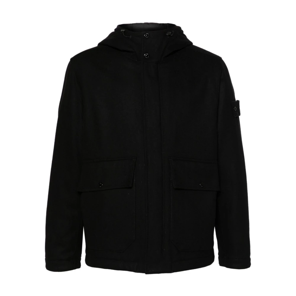 Stone Island Sportieve Zwarte Hoodie Jas Black Heren