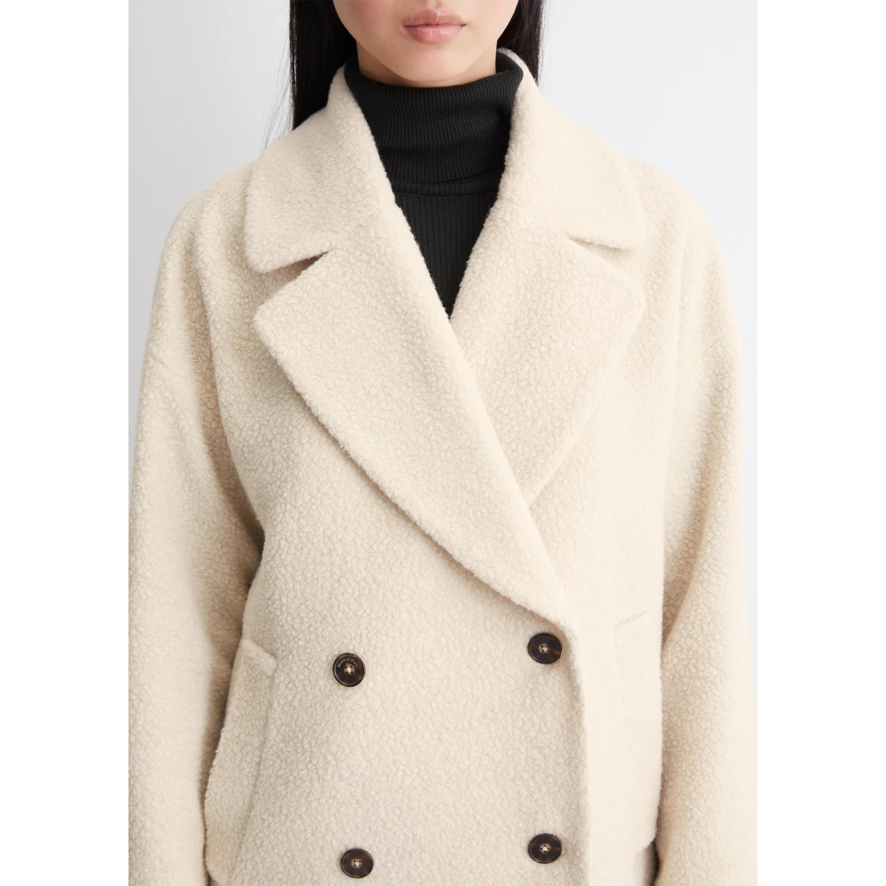 Marc O'Polo Gekrulde wollen jas relaxed Beige Dames