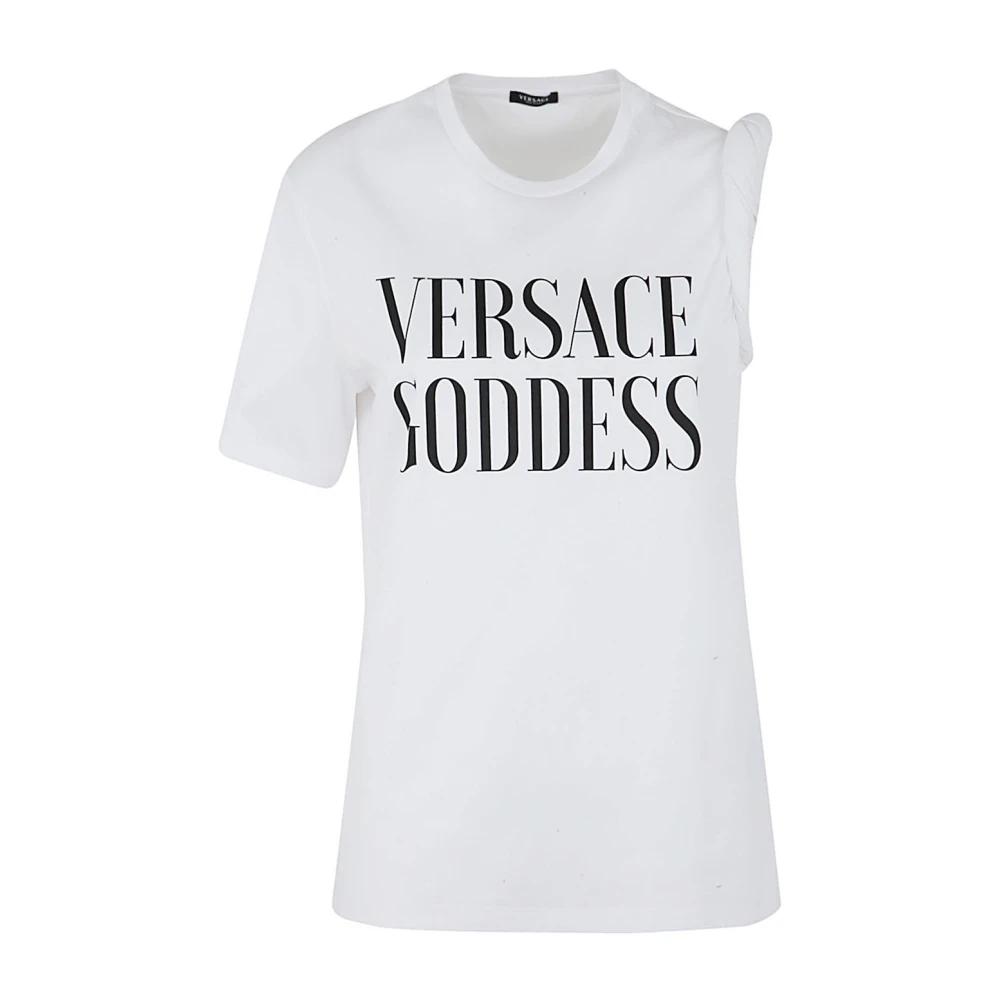 Versace Gudinne Tryck T-Shirt White, Dam
