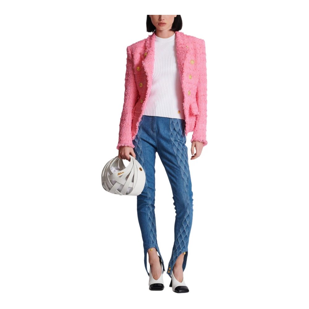 Balmain Geplooide gebreide top White Dames