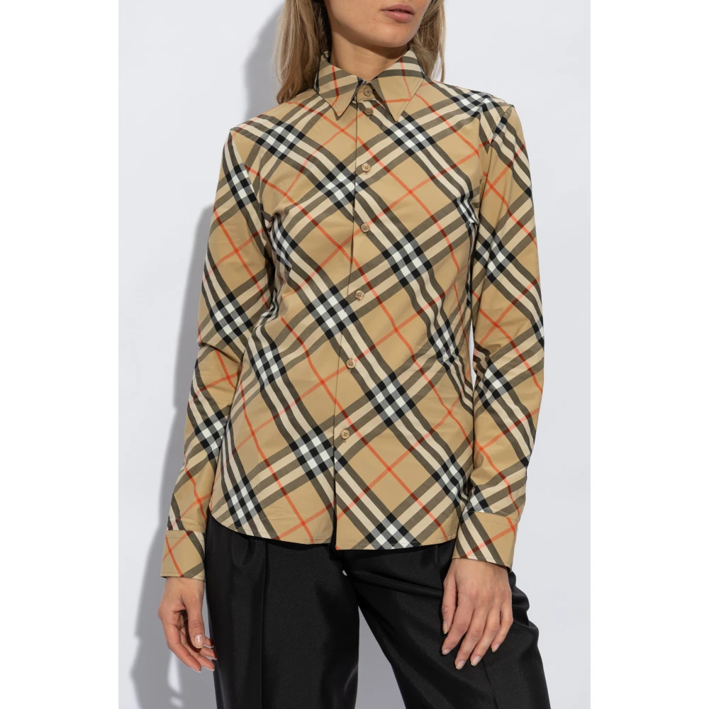 Burberry Op maat gemaakt geruite overhemd Beige Dames