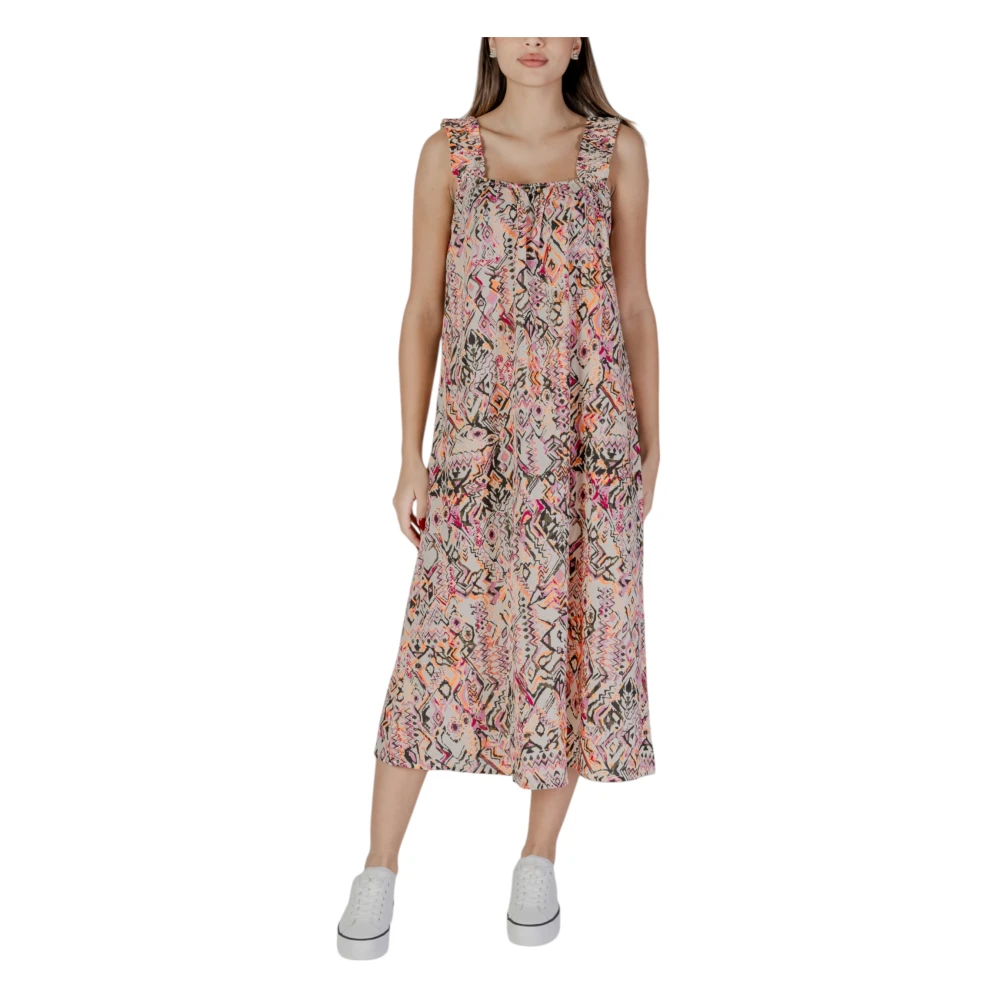 b.Young Roze Bedrukte Zomerjurk met Bandjes Multicolor Dames