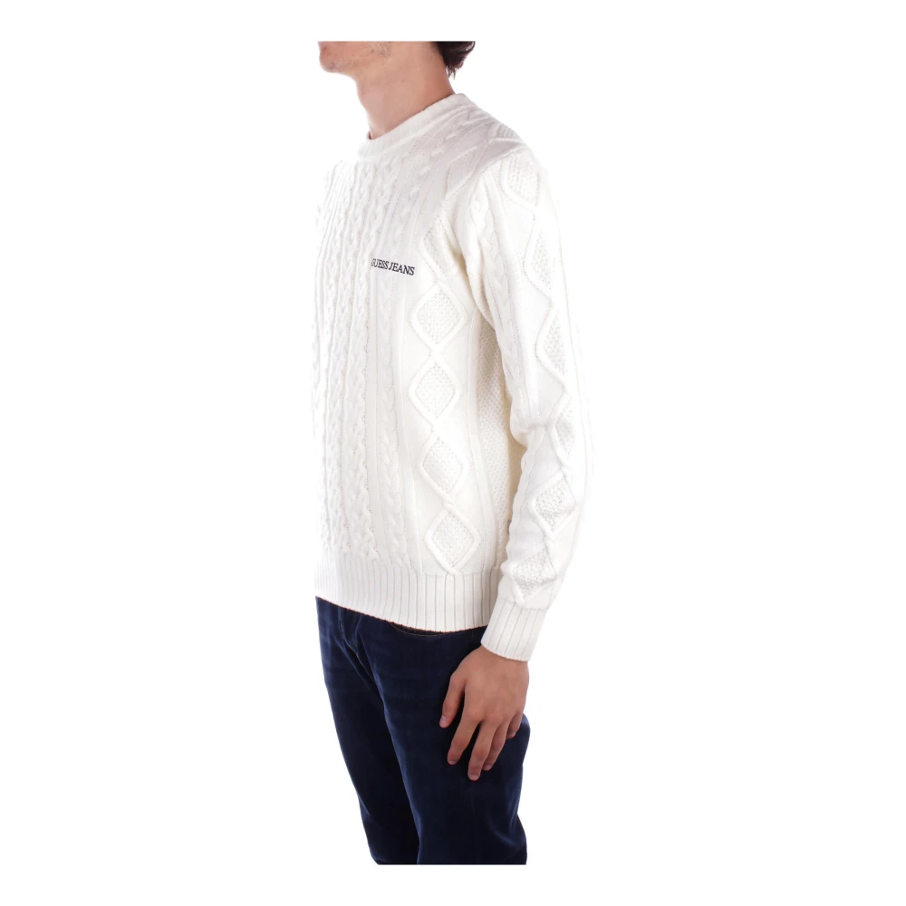 Guess Witte Logo Front Sweater White Heren