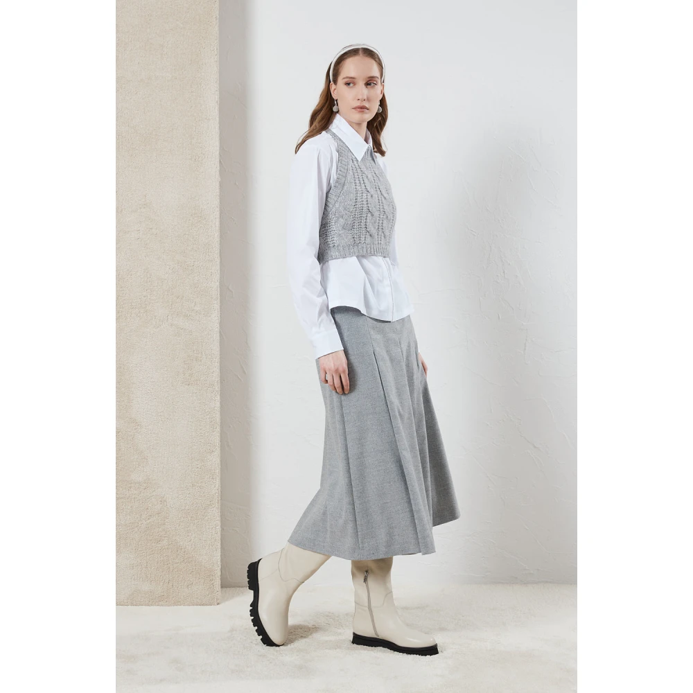 PESERICO Wol en viscose mix lichte flanellen culottes Gray Dames