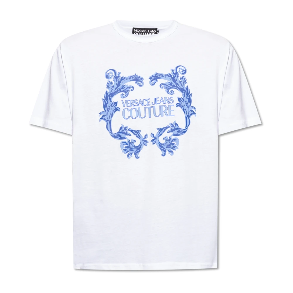 Versace Jeans Couture Barok Logo T-Shirt Wit Heren White Heren