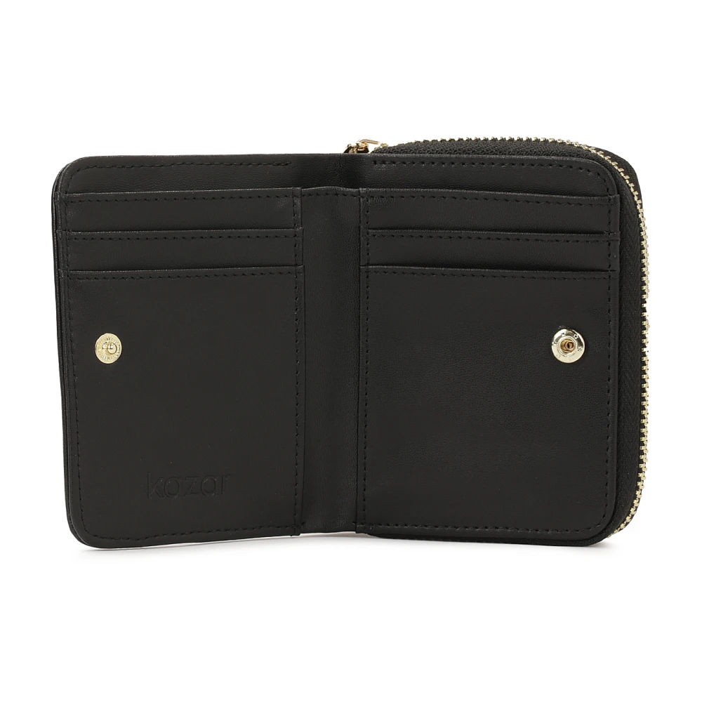 Kazar Compacte zwarte ritssluiting portemonnee Black Dames