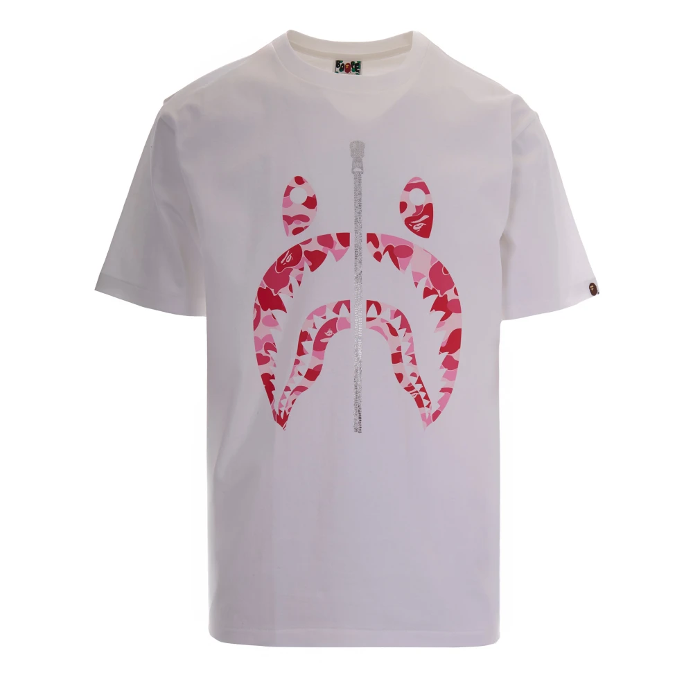 A Bathing Ape Men's White T-Shirts, Xl, Abc Camo Shark Tee M