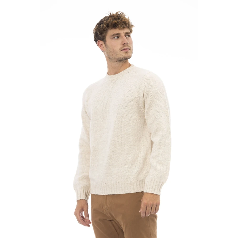 Alpha Studio Ronde Hals Lange Mouw Trui Beige Heren