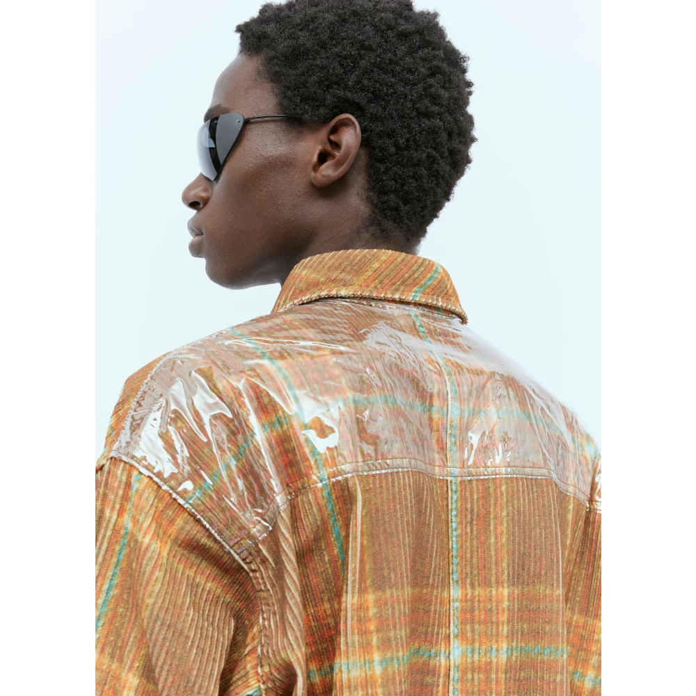 ERL Bedrukte Corduroy Overshirt Brown Heren