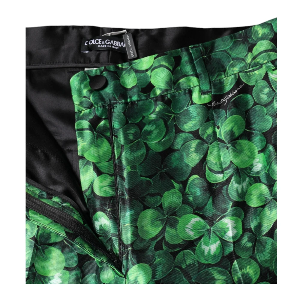 Dolce & Gabbana Groene Zijden Satijnen Tapered Broek Green Dames
