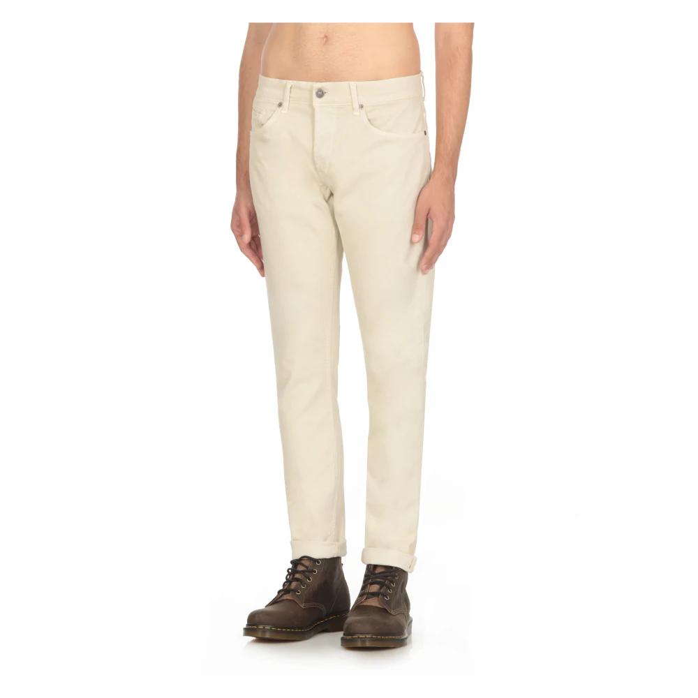 Dondup Ivoor Katoenen Jeans met Borduurwerk Beige Heren