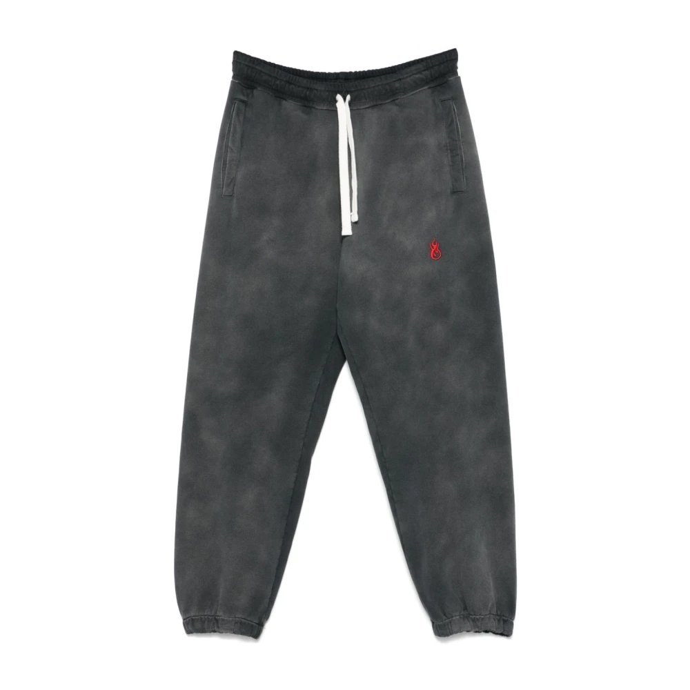 Vision OF Super Vlamprint Katoenen Sweatshirt in Zwart Gray Heren