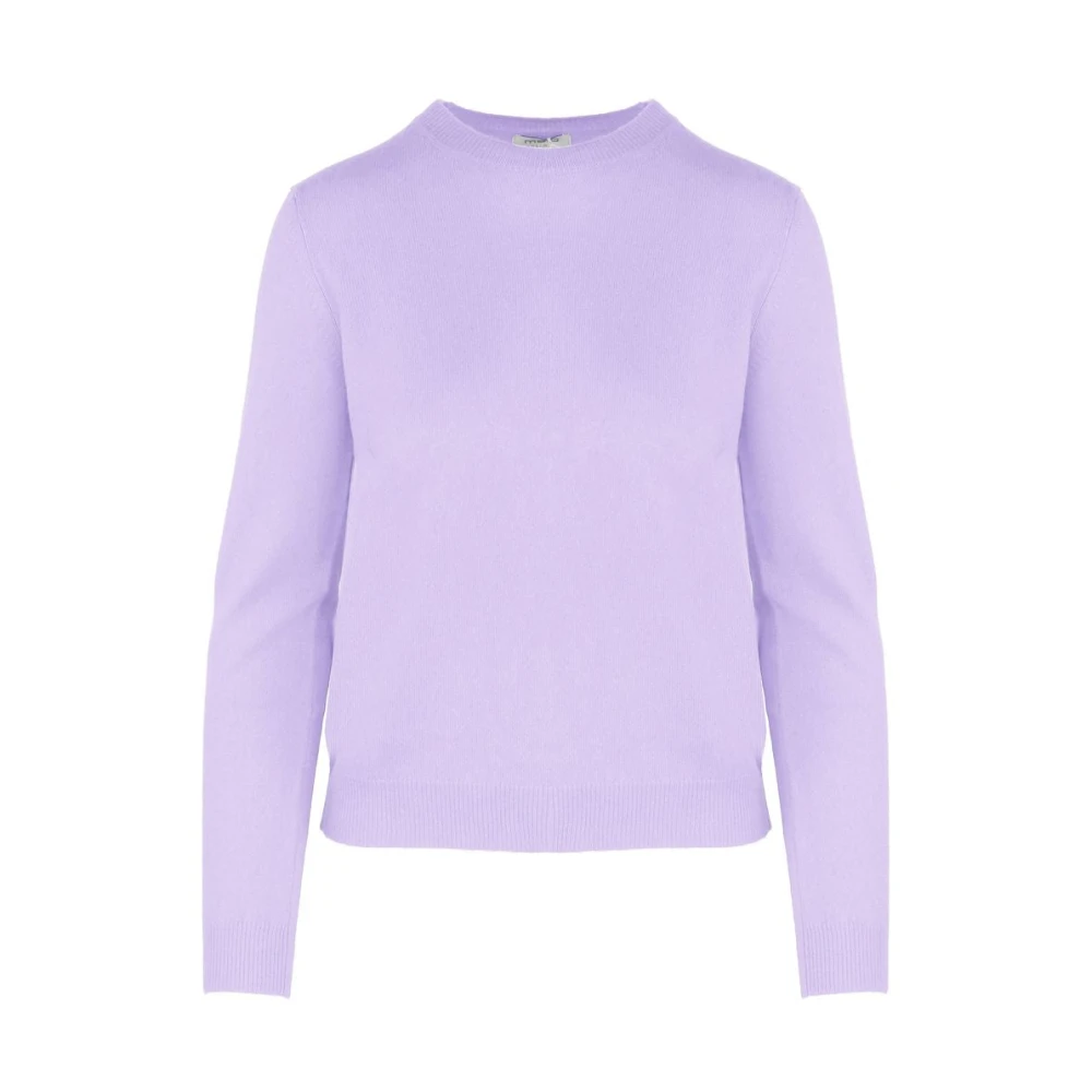 Malo Kasjmiertrui met ronde hals Purple Dames